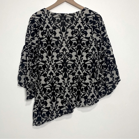 Alfani Blouse Women Small Whimsigoth Flared Sleeve Witchy Velvet Embroidery - Picture 2 of 11